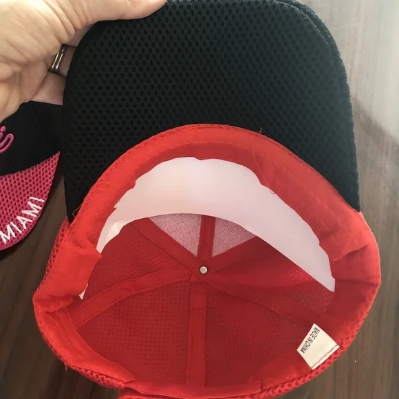 2 MIAMI BASEBALL CAPS-  Black / Pink and Red / Black - Picture 6 of 7